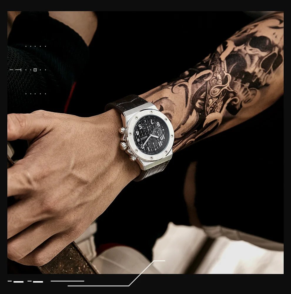 BAOGELA Мужские кварцевые часы с хронографом Новые водонепроницаемые спортивные повседневные наручные часы Мужские часы с кожаным ремешком 1805 розово-черные
