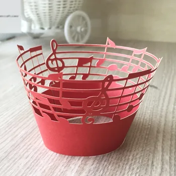 

50pcs Music Theme Exquisite Laser Cut Carved Note Pattern Cupcake Wrapper Wedding Birthday Party Favor Free Shipping