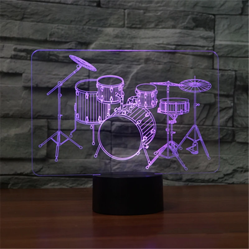 Tambores kit Rock LED noche luz 3D lámpara de mesa 7 colores cambiantes bebé sueño Iluminación lampara luminaria Decoración niños regalos