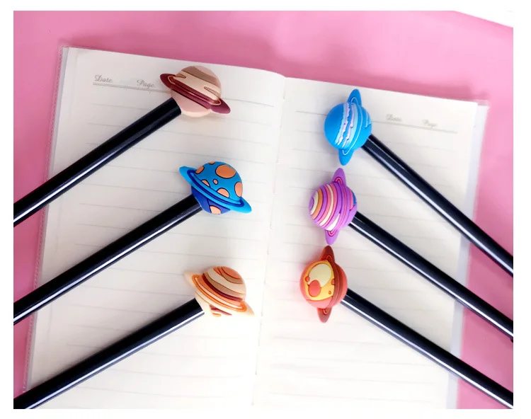 60 шт. kawaii ручка Креативные милые ручки планеты для детей школьные офисные принадлежности корейский стационарный новинка stylo черные ручки