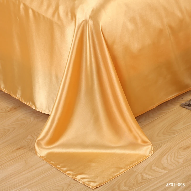 Вареного шелка комплект постельного белья Шелковый как solid Gold Желтый один/двойное/queen/King Размеры кровать Стёганое одеяло/постельное белье домашний текстиль 3/4 шт