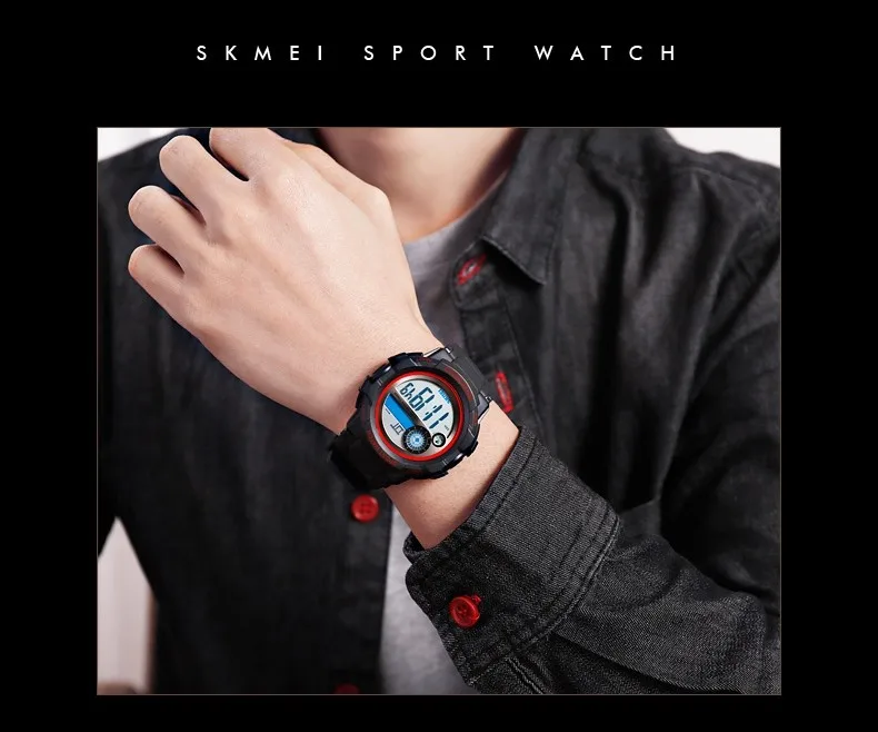 SKMEI Outdoor Sports Men Watch Digital Wristwatches Men Waterproof WeekDisplay Alarm Clock Digital Watches reloj hombre 1387