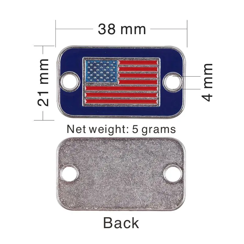 4 шт. металлический флаг США бирка для 550 уличный Паракорд выживания для браслета брелока DIY Вязание Плетеный сплав аксессуары