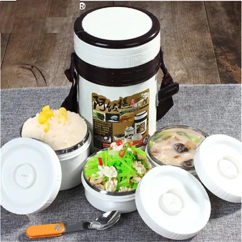 

1.9L/2.3L Thermal Lunch Box Leak-Proof Stainless Steel Portable Picnic School Food Container with 3 layers