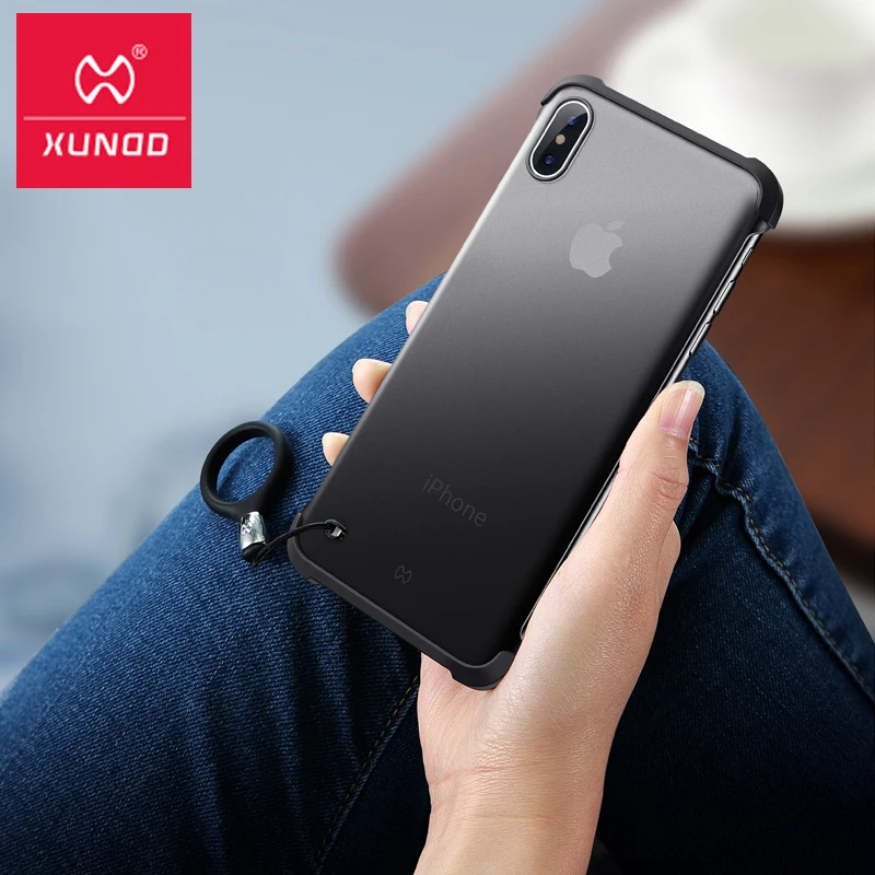 Прозрачный чехол XUNDD для iPhone X, XR, XS Max, Ультратонкий матовый чехол из поликарбоната+ ТПУ с ремешком, цветной милый чехол