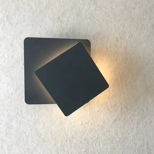 

Indoor 5W Acrylic LED Wall Mount Light Fixture Rotatable Square Lamp Black/White Shell Bedroom Step