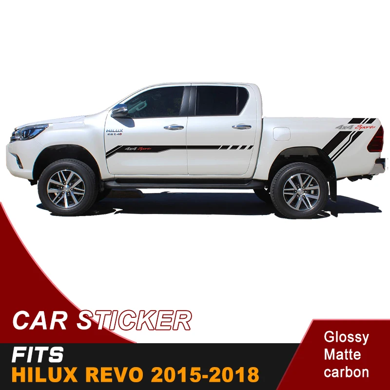 2 шт. hilux racing side stripe pickup Box Графический виниловый стикер для автомобиля 4x4 для TOYOTA HILUX revo и vigo 2012