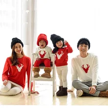 Рождественская семейная одежда с оленем для мамы и меня Одинаковая одежда для семьи свитер для мамы, дочки, сына, папы и ребенка одежда, рубашка