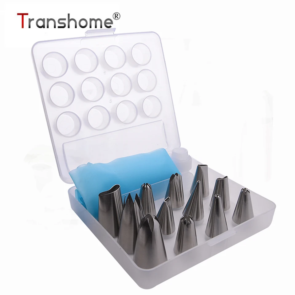 

Transhome Pastry Nozzles/Converter Pastry Bag 14 Pcs/Set Baking Confectionery Tools Cream Baking Tools Cake Decorating Tools