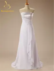 Bealegantom пикантные Белые пляжные шифон Свадебные платья 2018 Аппликации Свадебные платья Vestidos De Novia в наличии Размеры 2-16 QA1006