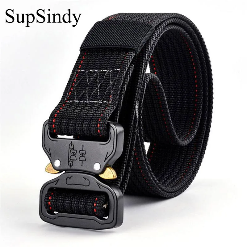

SupSindy Army Style Combat Belts men Quick Release Tactical Belt Fashion Men Canvas nylon Waistband Outdoor Hunting high quality