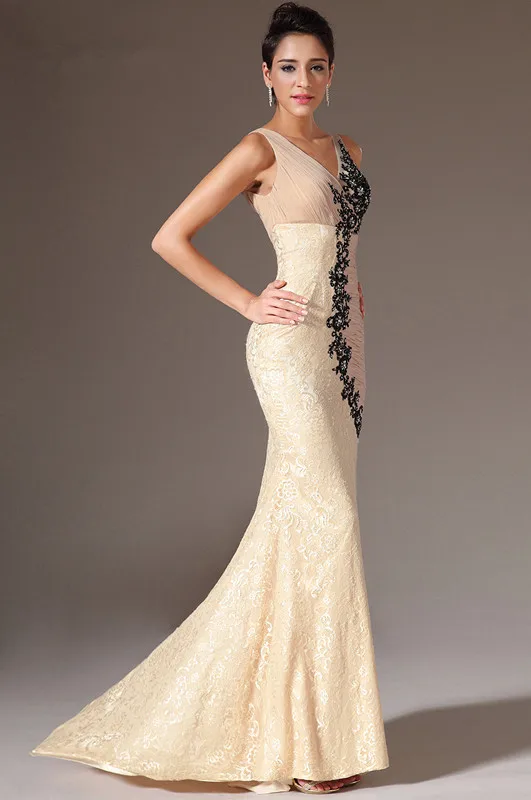 Freeshipping-V-Neck-Lace-Chiffon-Formal-Evening-Gowns-Long-Mermaid-Evening-Dresses (1)