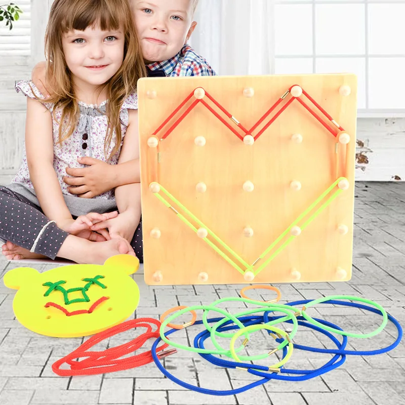 

Funny Multi Function Threading Board Variety Of Shape Wear Rope Educational Toy Puzzle Early Education
