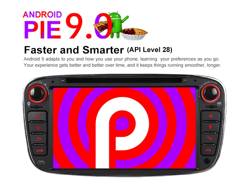 Clearance A-Sure 7 Inch 2 Din Android 9.0 Car Radio GPS DVD Player Navigation For FORD/Focus/S-MAX/Mondeo/C-MAX/Galaxy/Fiesta 32G ROM DAB+ 5