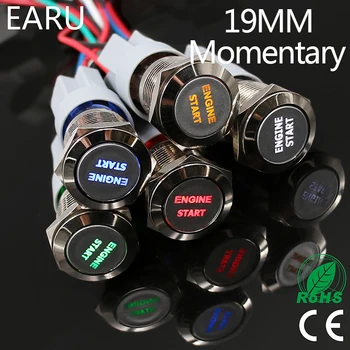 

1pc 19mm Waterproof Stainless Steel Metal LED Momentary Power Push Button Switch Racing Car Auto Motorcycle Engine Start Starter
