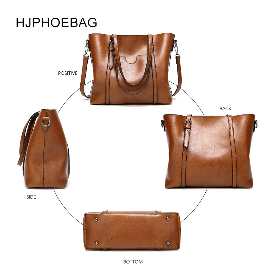 HJPHOEBAG, Новая модная женская сумка, сумка через плечо, сумка через плечо, масло, воск, кожаная женская сумка, сумка-тоут, сумки через плечо для женщин, YC005