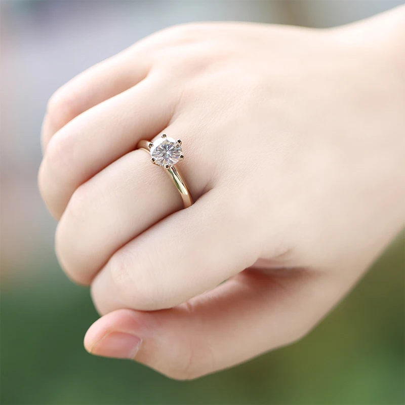 DovEggs кольцо с солитером 14 K 585 Желтое золото 2ct 8 мм F цвет сердца, стрелы разрезанный Муассанит алмаз обручальное кольцо для женщин Свадебное