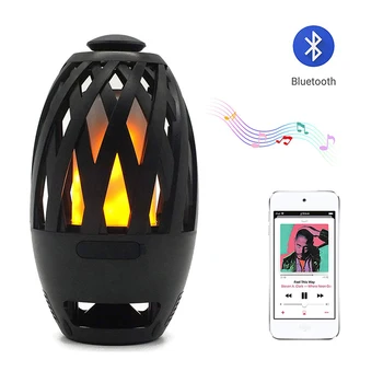 

BTS 596 Bluetooth Speaker USB Charge Led Flame Lights Outdoor Portable Led Flame Torch Atmosphere Lamp for Camping,Bedside,Table