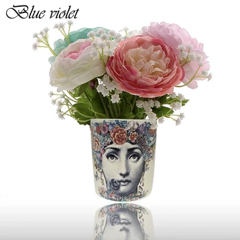 

Nordic Style Vase Beauty Face Cylindrical Jardiniere for Flowers Floral Art Accessories Desk Decoration Candle Cup 11