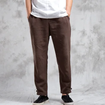 

Chinese Traditional Tai Chi Kung Fu Pant Winter Heavyweight Solid Cotton Linen Pants Loose Drawstring Mid Waist Trousers M-4XL