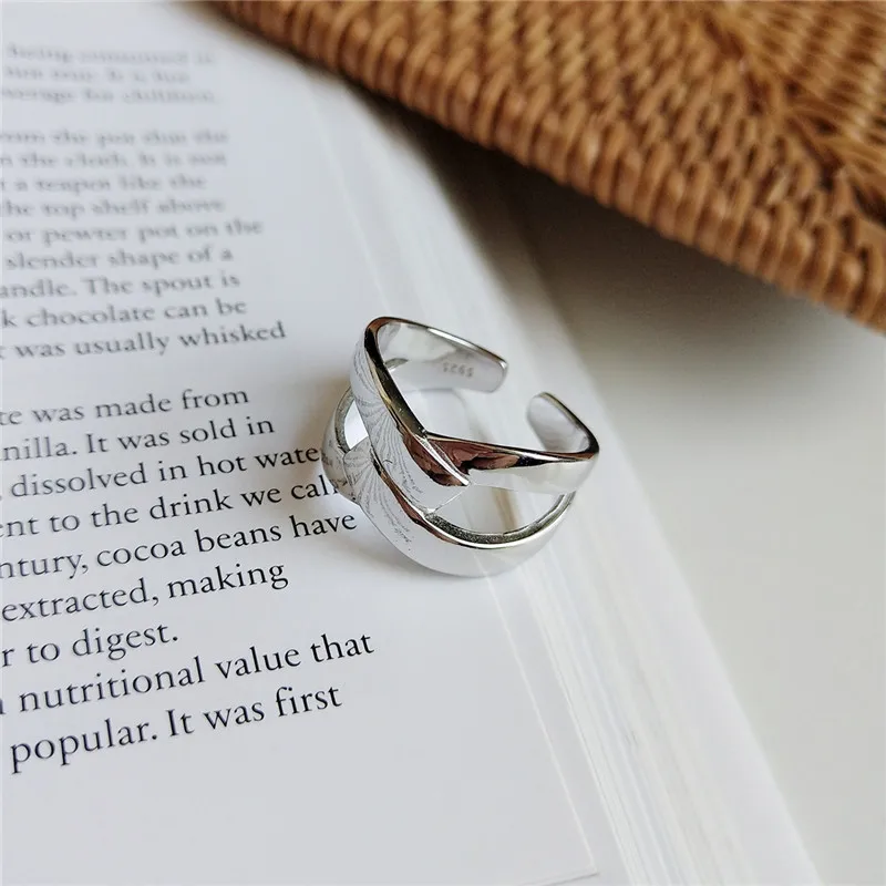 CosFecit Real 925 Sterling Silver Rings for Women X Opening Index Finger Ring Female Big Party Fine Jewelry Silver 925 RS098 (2)