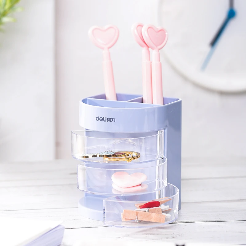 

4 pcs/Lot Cute color pencil holder Transparent drawer storage box Stationery office School supplies escritorio organizador F068