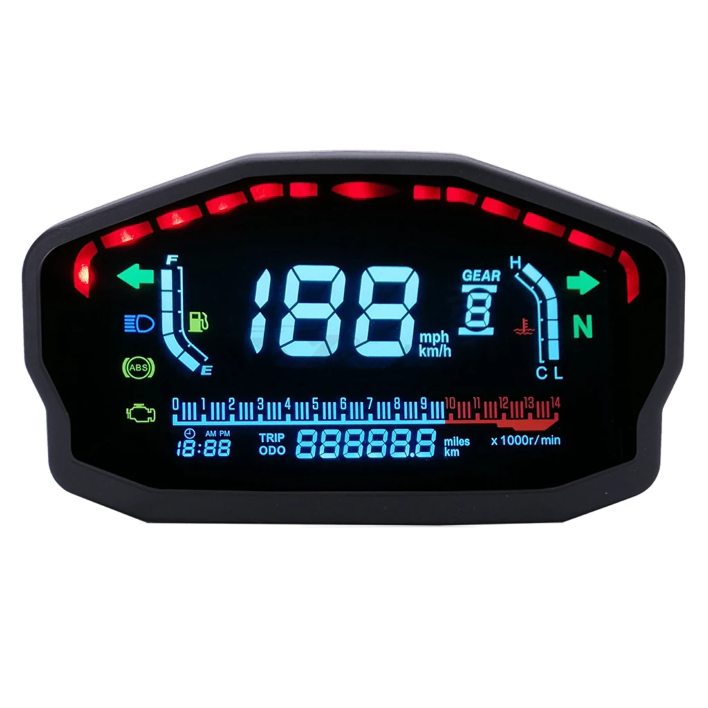 

Digital LCD Display Thermometer Temperature Gauge Speedometer Tachometer Universal for Motorbike