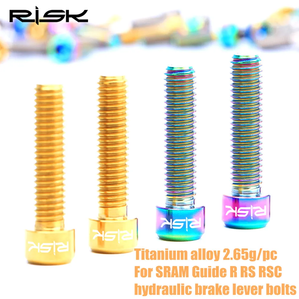 RISK 2PCS Titanium Alloy M5*25mm MTB Hydraulic Disc Brake Lever Clamp Fixed Bolts Screws For SRAM Guide R RS RSC photo