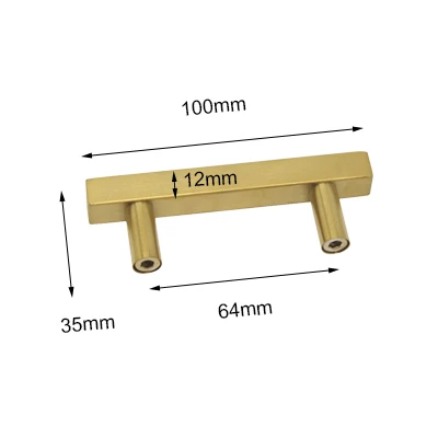 Probrico Золотая Мебель Тянет квадратный бар кухонный шкаф ручки из нержавеющей стали ящик комод шкаф ручки мебельная фурнитура - Цвет: Hole Distance 64mm