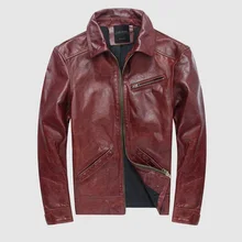 CARANFIER мужские куртки, винтажные пальто на молнии, натуральная яловая кожа, верхняя одежда в стиле панк, высокое качество, мотоциклетные мужские одноцветные пальто