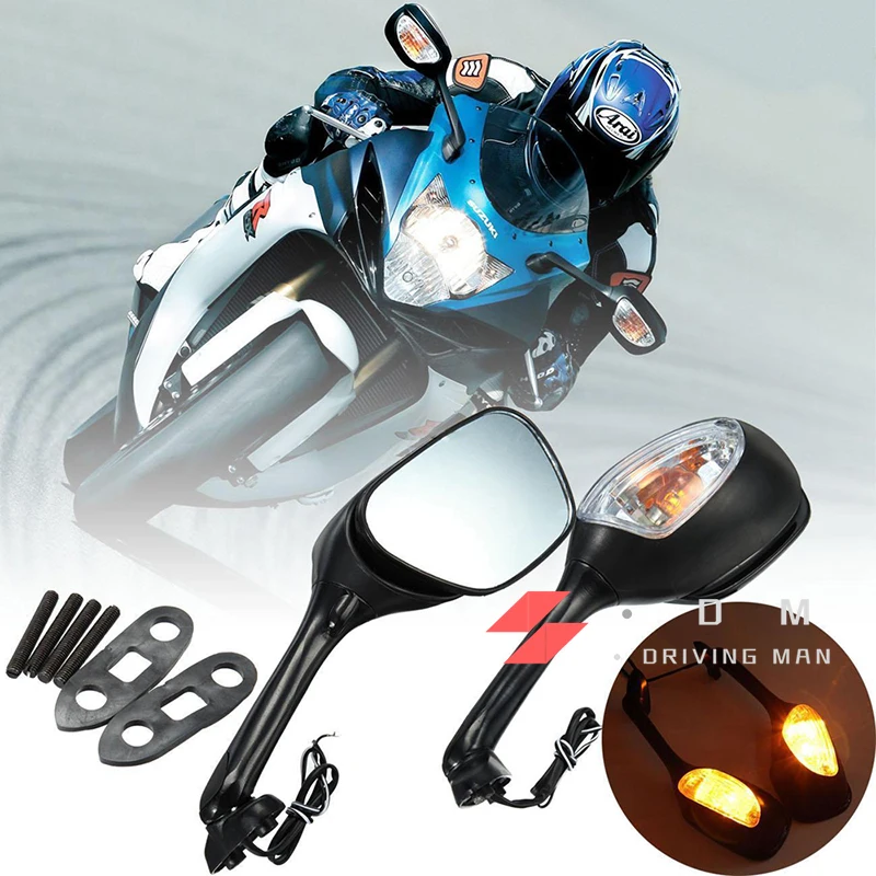 

Motorcycle Rearview Side Mirrors for Suzuki GSXR 600 750 1000 with Turn Signal Light K6 K7 K8 Mirror For Suzuki GSXR