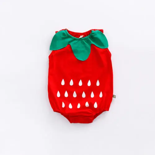 Прекрасный младенец Одежда для новорожденных мальчиков и девочек боди с героями мультфильмов фрукты Клубника, ананас, одежда на Пасху, костюм для малышей - Цвет: Красный