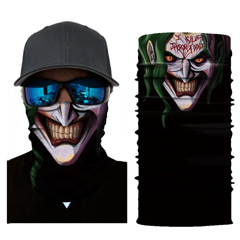 3D Seamless Balaclava Magic Scarf Neck Face Mask Ghost Joker Skeleton Head Bandana Shield Headband Headwear Bandana Men Bicycle 4