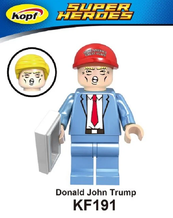Super Heroes Funny Donald John Trump With Two Color Hat Groot Baby Bricks Model Building Blocks Eduation Toys for children KF191 baby-blocks