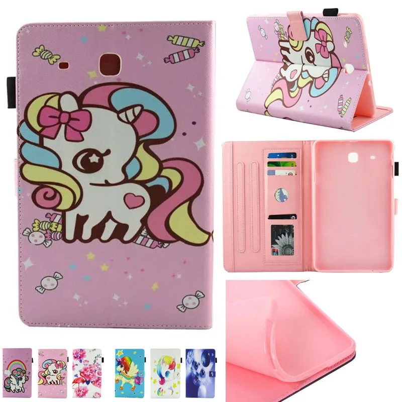 Fashion Cute Unicorn Print Book Folding PU Leather Cover Case for