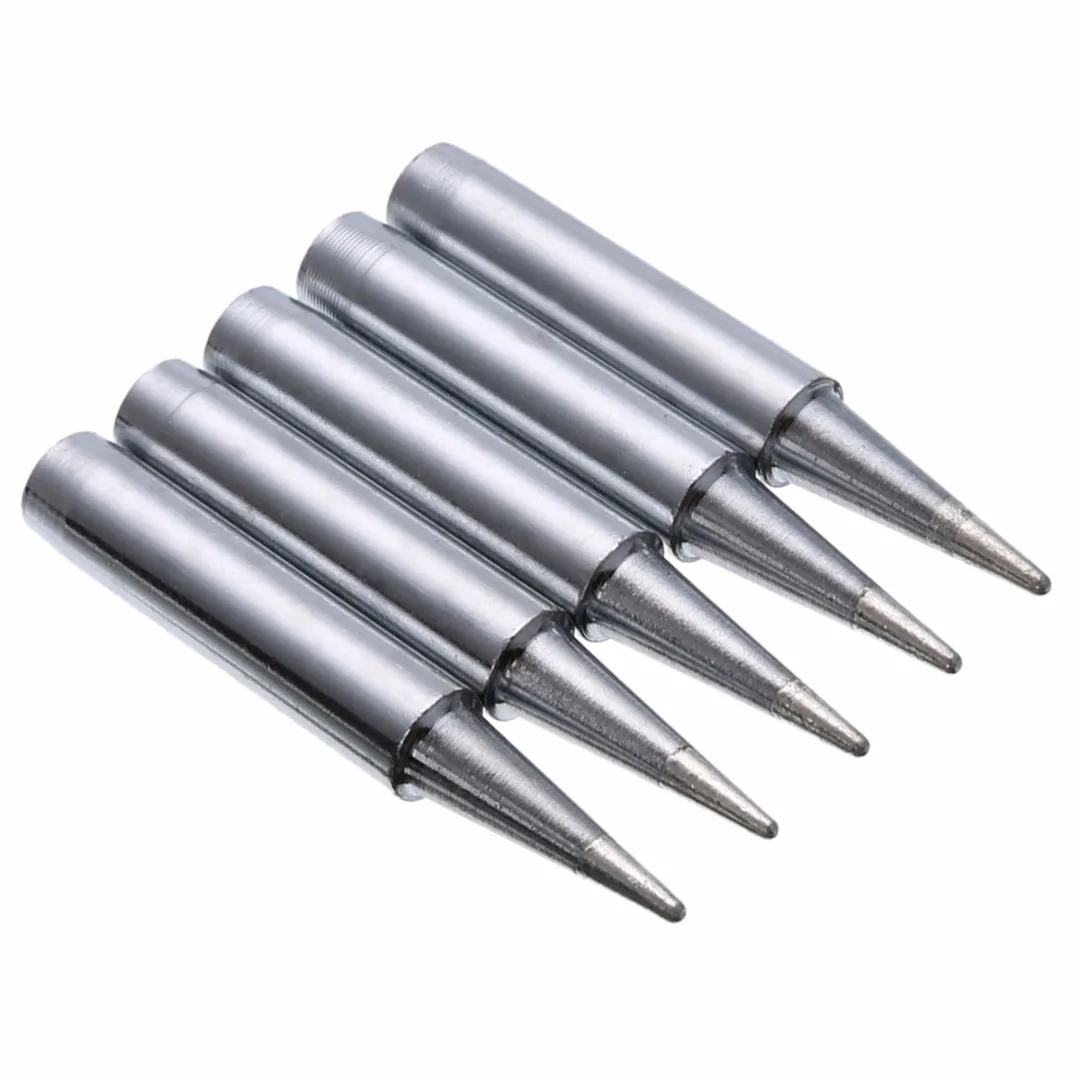 5pcs Silver 900M-T-B Soldering Tips Oxygen-free Copper Solder Iron Tip Set For 936/937/938/969 Soldering Station