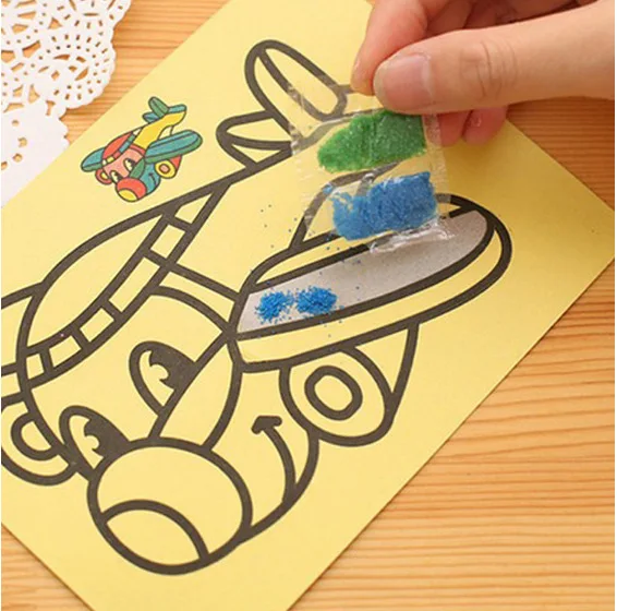 5pcs/lot Kids DIY Color Sand Painting Art Creative Drawing Toys Sand Paper Learn to Art Crafts Education Toys for Children 3
