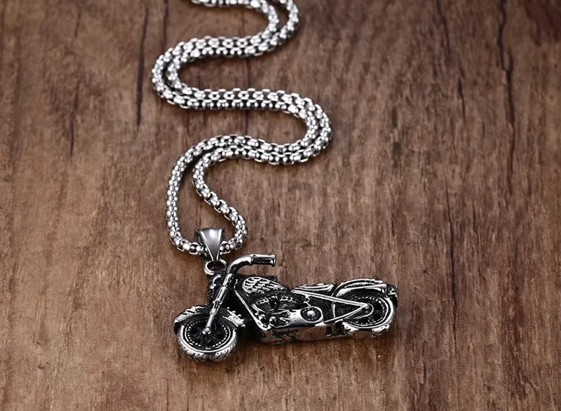 Мужская винтажная Готическая подвеска Ghost Rider из нержавеющей стали, мотоциклетная подвеска в виде мотоцикла, ожерелье