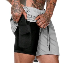 Двухслойные шорты с внутренним карманом мужские повседневные шорты для тренировок на шнурке Спортивная одежда для бега фитнеса спортивные шорты джоггеры большого размера