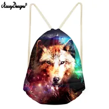 Рюкзак с рисунком волка для мальчиков, сумка на шнурке, женский рюкзак для путешествий, повседневные пляжные сумки для девочек, вечерние сумки