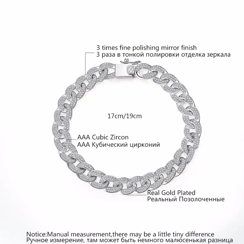 LUOTEEMI AAA Cubic Zirconia Paved Delicate Hip Hop Curb Cuban Link Chain Bracelet For Women Luxury Exquisite Party Jewelry Gifts