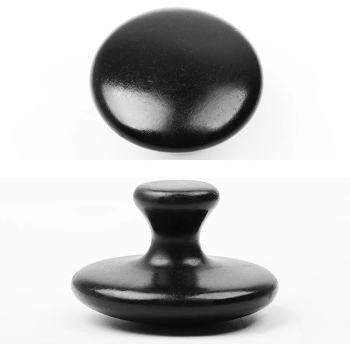 2pcs Black Basalt Stone Essential Oil Massage Mushroom Shape Spa Energy Stone for Body Face Massage Stone