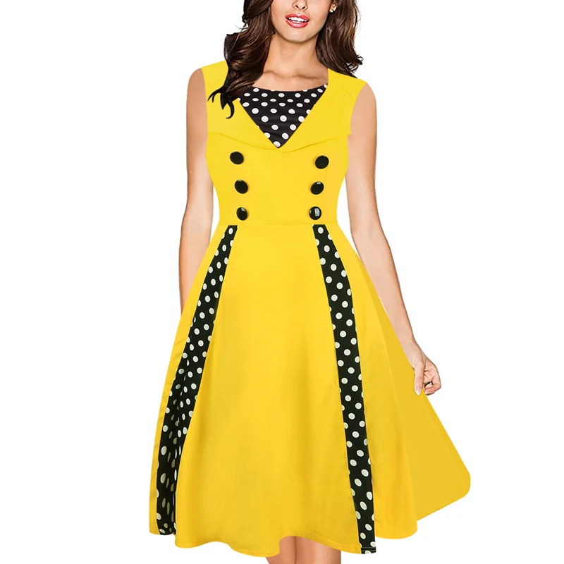 yellow 50s dress