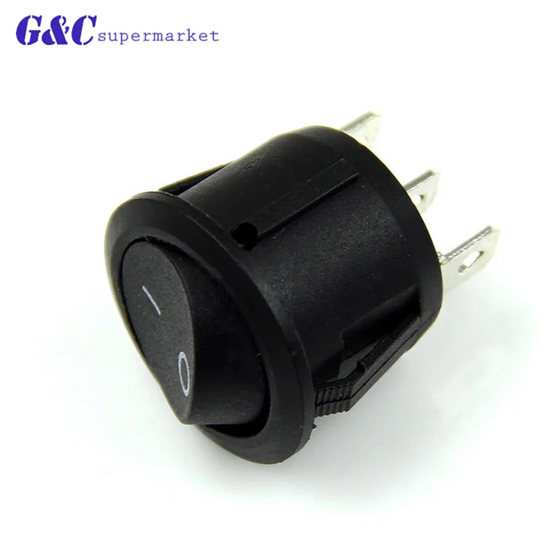5Pcs Small Round Boat Rocker Switch Snap-in Black Mini Round Black 3 Pin ON-OFF 6A/250V 10A/125VAC