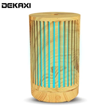 

DEKAXI 100ml wood Hollow cylinder Air Humidifier Electric Essential Oil Aroma Air Diffuser with 7 color LED night light for home