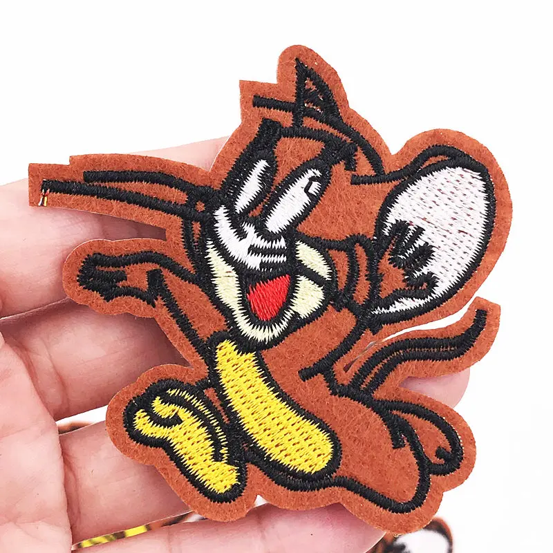

10pcs/set Applique Embroidery Patch Ironing On Tom and Jerry Cartoon cat and mouse Patch Clothes Pants Decoration Fill Holes