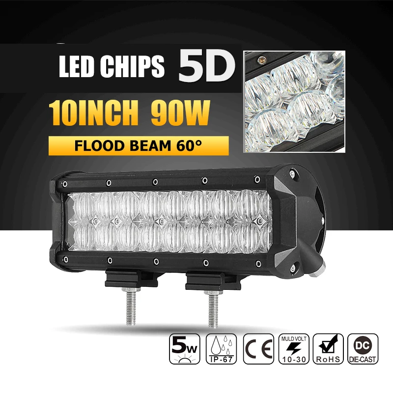 

Oslamp 10" 90W 5D LED Light Bar Flood LED Work Light Bar Offroad Led Driving Work Lamp for Truck Boat SUV ATV 4x4 4WD 12v 24v