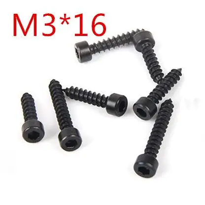 

20pcs/lot Carbon Steel With Black M3*16 M3 x 16 Hexagon Socket Cap Head self tapping screw Model Screw