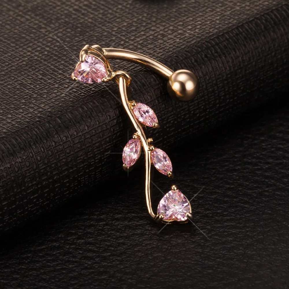 2PC Sexy Leaf Dangle Navel Belly Fashion Button Bar Barbell Ring Body