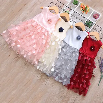 

Roimyal Wholesale Three-dimensional rain net yarn girl dress children's dress new summer dress toddler kids cute party dresses